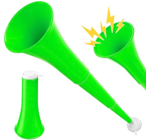 24 Inch Collapsible Stadium Horn, Vuvuzela Plastic Blow Cheering Horn, Collapsible Plastic Trumpet noise makers Horn for Sporting Event, Football Soccer Games, Sports Party Supply(Green)