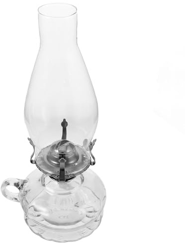 EXHUMKY Lámpara de Aceite Vintage de Vidrio Resistente Altas Temperaturas Quinqué de Queroseno Decorativo para Mesa y Salón para Emergencias y Ambientes Retro Elegantes