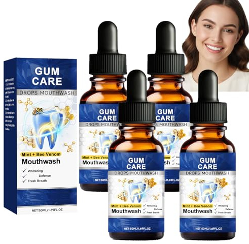 Rolimey BeeTakt - Goccia dentale con veleno d'api, collutorio concentrato per la riparazione delle gengive Rolimey, pulitore delicato per la pulizia, elimina l'alitosi, illumina i denti (4 pezzi)