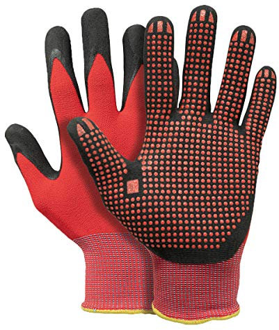 Pfanner Strickhandschuhe Nylon mit Nitril Beschichtung, Farbe:rot, Größe:L