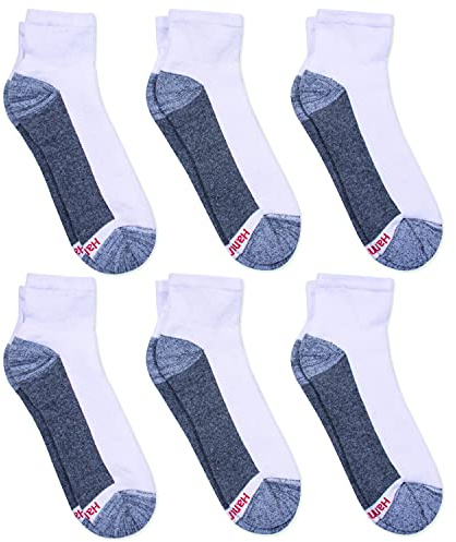 Hanes mens Hanes Men's Socks, 6-pair Pack Max Cushion Ankle, White/Grey Foot Bottom, 6 12 US