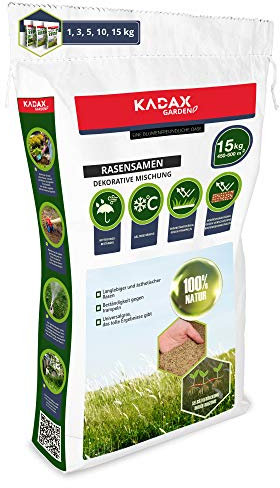 KADAX césped ornamental, 600 m², semilla de césped ornamental, mezcla de semillas de césped, semilla de césped, semilla efectiva, mezcla de semillas de césped, césped, mezcla de semillas (15 kg)