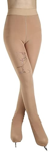 G&F Mallas Patinaje Artístico Cálido Pantalones Patinaje sobre Hielo con Doble Hebilla Leggings Compresión para Niñas Mujeres (Color : Skin, Size : M)
