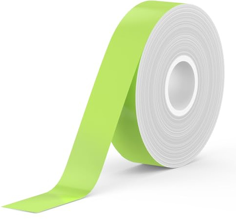 SUPVAN E10/E11/E12/E16 Etiketter, 15mm x 6m, Svart På Grön | Kontinuerlig tejp laminerad imperm och oljesäker barnsäker självhäftande tejp för skola/hem/kök/kontor