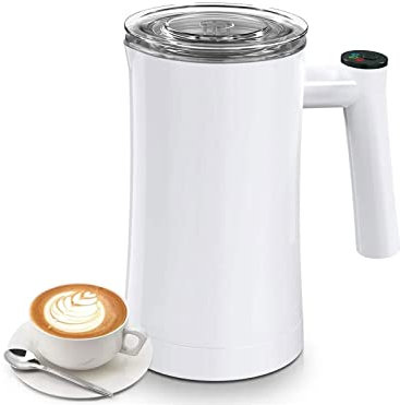 HMTE Automatic Milk Frother Electric Milk Steamer Cappuccino Machine Foamer Stainless Steel Hot and Cold Foam Maker and Milk Warmer for Hot Milk and Coffee (Color : Black) (White)