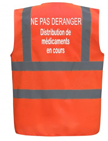 Line Shop Gilet de sécurité Orange marquage dos Ne pas déranger Distribution Médicaments (XL)