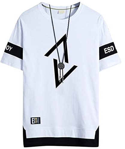 KENAIJING Maglietta da Uomo, Maglietta Girocollo a Maniche Corte T Shirt (XL, Bianco)
