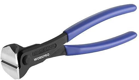 WORKPRO 8 Inch Nail Puller, End Cutting Pliers - Black Finish Chrome Vanadium Steel, High Leverage End Cutting Nipper, Carpenters Pincers, End Snips for Pulling Nails or Cutting Wires
