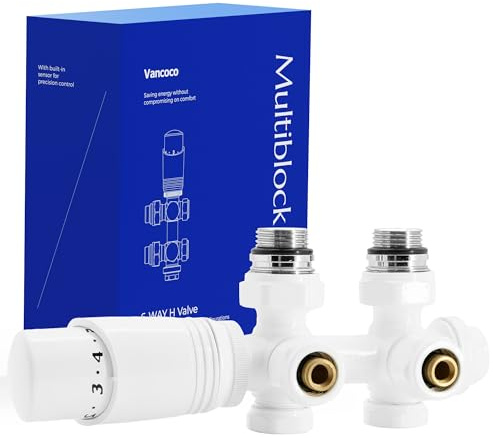 VANCOCO Kit Multibloc Vannes Thermostatiques Blanc Radiateur