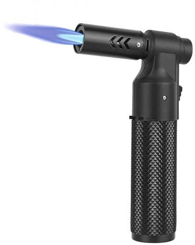 CTDMJ® Torcia da cucina a butano, ricaricabile, portatile, a butano, regolabile, per campeggio, cucina, saldatura, cottura e barbecue (senza gas), colore: nero