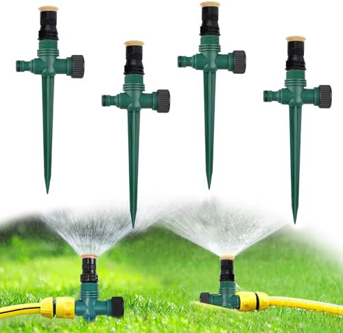 4 Stück Rasensprenger, 360° Drehbarer Kreisregner, Multifunktion Sprühregner, Versenkt Garten Wassersprenger für Rasen Pflanzen Gemüse Blumen Pastorale