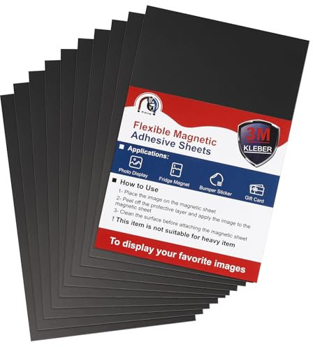 Wukong 10 Feuilles Magnétiques, Aimants Autocollants Feuille aimantée, 10 X 15 Cm, ​​Bandes Magnétiques Noires pour Bureau, École, Photo