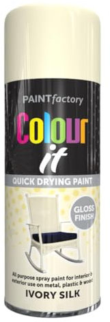 AlezyB - Ivory Silk 400ml All Purpose Spray Paint | Use on Metal, Wood, Plastic and Multipurpose Aerosol Professional Quality Perfect Finish, for Interior Exterior and Excellent Coverage