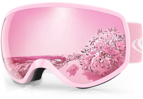 Findway Skibrille Kinder, Snowboardbrille Helmkompatible Schneebrille Verspiegelt 100% UV-Schutz Anti-Nebel Kinder Skibrille für Jungen Mädchen 3 4 5 6 7 8 9 10 11 12 13 14 Jahre Skifahren Skaten