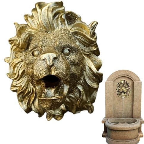 Boquilla de fuente, escupidor de fuente, pulverizador de jardín de león | Decoración de jardín de agua de resina y estanque, accesorios de fuente de jardín al aire libre, patio trasero