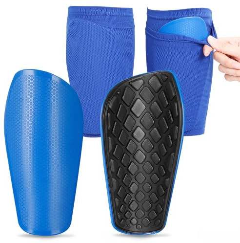 AiQInu espinilleras Futbol con Manguitos Protectores de Pantorrilla para jóvenes y Adultos - Protección de amortiguación EVA para Hombres y Mujeres - espinilleras Futbol Adulto