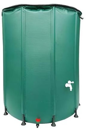 Collapsible 300 Litre Garden Water Butt Rainwater Collection Barrel - Portable PVC Fluid Storage Container Tank with Tap, Zip Lid & Hose Connector