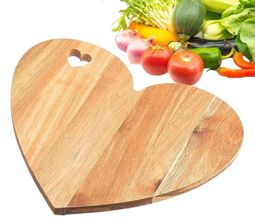 Heart Shaped Board, Cheese and Meat Platter, Wooden Charcuterie Board, Heart Shape Platter, Decorative Cutting Board, 30.5x25.5x1.5cm/12.01x10.04x0.59 inches for Cheese, Bread, and Snacks