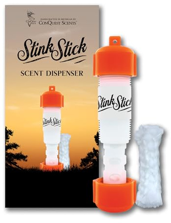 Conquest Scents Orange Stink Stick | Scent Dispenser with Fiberglass Wick for Hunting Scents or Wax Tubes | Yardage Marker and Hanging Scent Tool | Leakproof Design