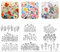 JIYIN 74 Stück Stickvorlagen Wasserlöslich, Stickmuster Stickvlies Wasserlöslich Selbstklebend Stickaufkleber Sticktransferpapier für Kreuzstich Stoffstickerei Stichübungen