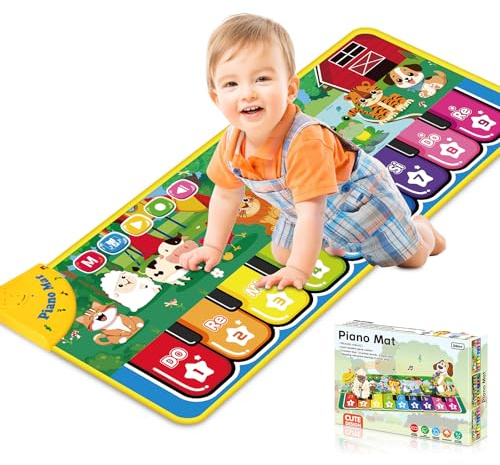GLOSKIN Tappeto Musicale Bambini 1 Anno, Tappeto Musicale, Teoria Musicale per Bambini Iluminismo Giocattoli, Simulato Piano Suonare, Gioco Bambino 1 Anno