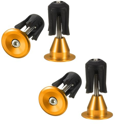 QUARKZMAN 2 Pares De Tapones Para Manillar De Bicicleta De Aleación De Aluminio Tapones De Extremo De Para La Mayoría De Bicicletas MTB Carretera BMX Bicicleta De Piñón Fijo, Dorado