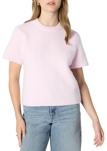Amazon Essentials Women's Relaxed-Fit Faux Mohair Short Sleeve Jumper Top, Pastel Lilac, M