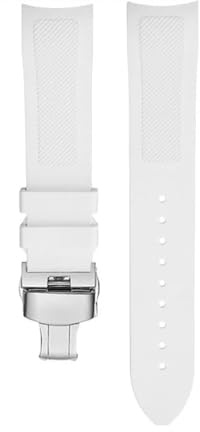 BGFFDSZ Kompatibel mit der Tissot Uhr 1853 T41 Lilock Mechanisches Gebogenes Interface Sport Wasserdichtes Fluorkautschuk Schwarz Blaues Uhrenarmband 19mm(WhiteButterflyBuckle)