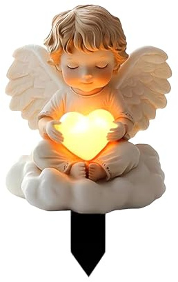 CUVZORA Decorazione per tomba, resistente alle intemperie, a forma di angelo, impermeabile, in preghiera, cimitero e vasi di fiori, decorazione per battesimo e donne (B)