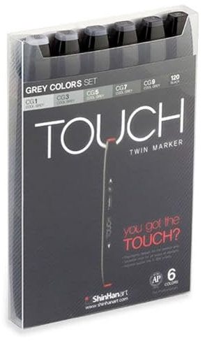 Shinhan Art New Touch Twin, Grautöne, 6er-Set