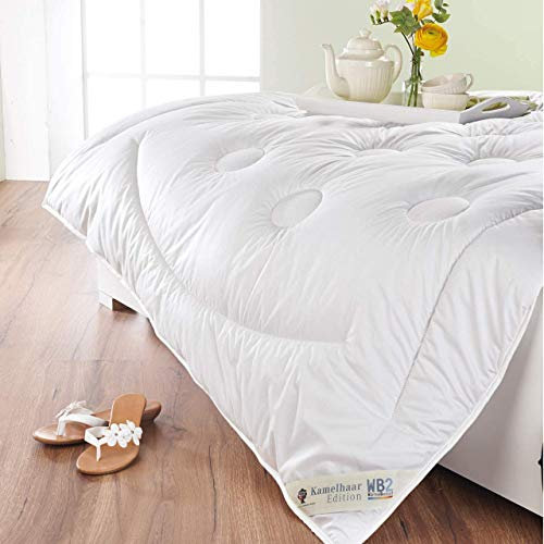 Piumino letto leggero WB2, riempimento bene a scelta come individuale, arioso e extra leggero, Imbottitura in pelo di cammello, 140 x 200 cm