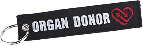 Organ Donor <3, Beidseitig Besticktes Schlüsselband, Schlüsselanhänger in Schwarz, Weiß mit rotem Herz! Für Organspender, Ärzte, Pfleger, Krankenhelfer und Helferinnen!