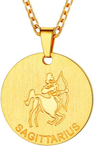 FaithHeart Collier Pendentif Signe Astrologique Sagittaire Médaillon Médaille Zodiaque