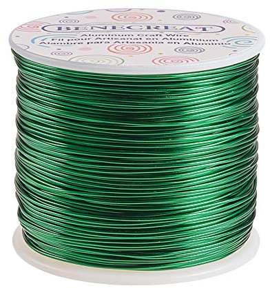 BENECREAT 150m 1mm Alambre de Aluminio Hilo Metálico para Fabricación de Artesanías Rebordeado Alambre de Manualidad de Aluminio Calibre 18 Verde
