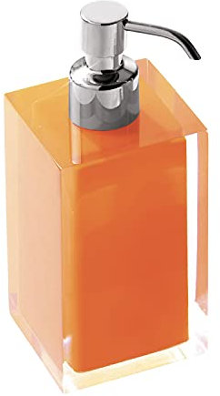 Gedy Auckland Badezimmer-Seifenspender, Orange, Maße: 16,2 x 7 x 7 cm, Fassungsvermögen 210 ml, Seifenspender aus hochwertigem, transparentem Harz, Design R&E, handgefertigt, 2 Jahre Garantie