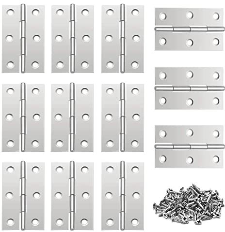 Cerniere per Ante,Cerniere per Legno,20 Pezzi 66x38 mm Cardini Pieghevoli in Acciaio con 120 Viti,Ante Cerniera Piatta Pieghevole le Ante Degli Armadi Cassetti Ferramenta per Mobili