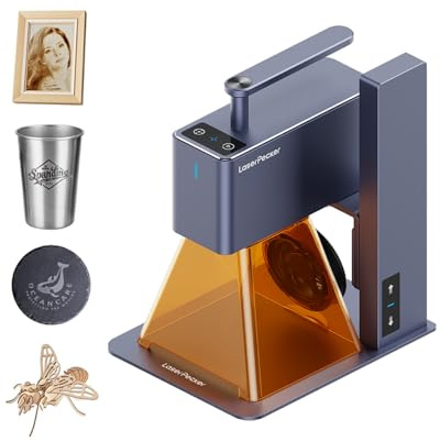 LaserPecker LP2 Graveur Laser 5W Mini Machine de d'Artisanat Portable de Laser à Diode Bleue 450nm Machine avec Housse de Protection pour Papier Bois Cuir Acrylique Pierre Métal Verre Foncé - Basique