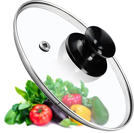 KADAX Topfdeckel, Universaldeckel aus Glas mit glänzend schwarz griff, hitzebeständiger Deckel in verschiedenen Größen, Pfannendeckel, Glasdeckel für Topf, Pfanne (16 cm)