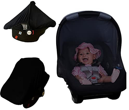 3 in1 Sonnensegel UV Schutz 50+ Sonnendach Kompatibel mit Kinderwagen Insektenschutz und Schlummerverdeck Verdeck Babyschale Sonnenschutz Einschlafhilfe & Hautschutz