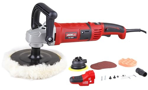 Aidelife Máquina pulidora, pulidora y enceradora para coche, placa de 150/180 mm, botón de ajuste de pantalla digital, 1 esponja de 150 mm y 1 almohadilla de lana de 180 mm para pulir y pulir, 1 bolsa