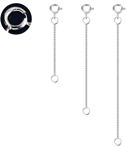 LANCHARMED 3 Rallonges Chaîne Doré Argenté Argent 925 Colliers Bracelets | LANCHARMED Lot de 3 rallonges de chaîne en argent sterling 925 et or pour la fabrication de bijoux