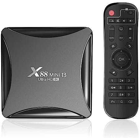 X88 Mini 13 Boîtier TV Android 13.0 4 Go de RAM, 64 Go de ROM, RK3528, Quad-Core WiFi 2,4 G/5,8 GHz 8K HDR10+ Lecteur USB Ultra HD pour maison intelligente