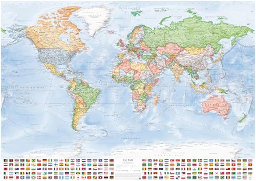 Weltkarte (Politisch), Poster 140 x 100 cm, deutsch, Stand 2026