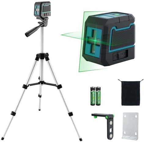 Anesty Green Laser Level with Tripod, Self Leveling Laser Levels Cross Line Lazer Level Kit with Manual/Self-Leveling Modes, Magnetic Bracket & Carry Bag etc. for Home Decoration DIY