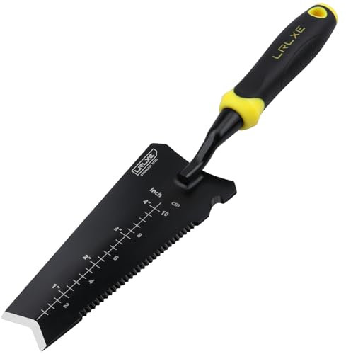 Pelle de jardinage, pelle de transplantation de jardin robuste en acier inoxydable, coupe-racines, petite pelle à main multi-usages avec bord dentelé pour creuser et transplanter