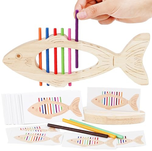 XIEXIESHER Montessori Sensorial de Madera con Forma de Pescado, Juguetes Niños 1 2 3 Años, Juego Clasificación Colores Coordinación Motricidad Fina, Regalos de Cumpleaños para Niños de 1 2 3 Años