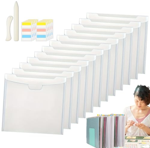 Yhsioaklo Scrapbook Paper Storage , 12 Pieces Transparent Scrapbook Paper Storage, Paper Holder, Household Photos and Cardboard Containers for Dormitory, Library, Library