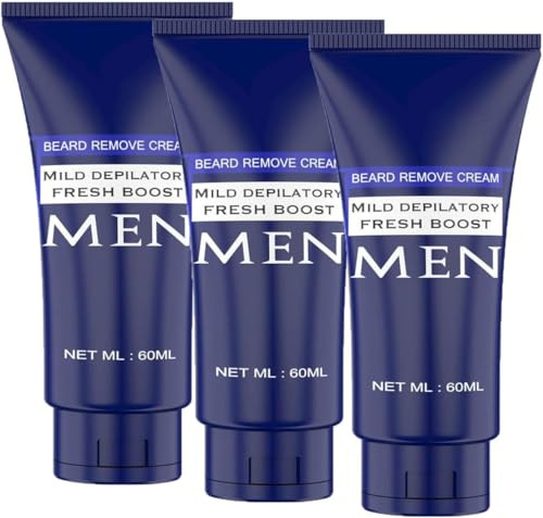 Haarentfernungscreme für Männer, Dauerhafte Bartentfernungscremes für Arme, Rücken, Gesicht und empfindliche Haut, 60 ml
