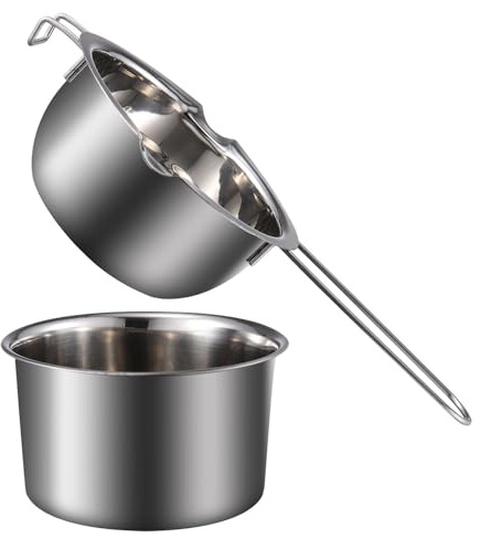 Lurrose Pentola a Bagnomaria in Acciaio Inox 201 400ml Set Doppia Caldaia per Sciogliere Cioccolato, Burro e Cera, per Cucina Domestica e Pasticceria