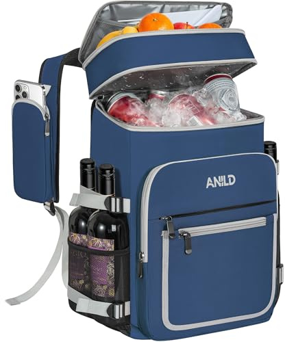 LASUK 40 burkar isolerad kylryggsäck 30 L, termoryggsäck stor | Läckagesäker vattentät picknickryggsäck kylväska, picknickväska lunchväska för camping, picknick, grill med mera